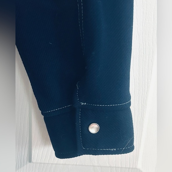 Vintage Wrangler Shirt Men’s L Navy Blue Western Style Disco - Picture 4 of 8